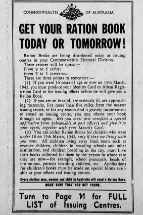 A government advertisement placed in The Age on June 13, 1942.