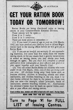 A government advertisement placed in The Age on June 13, 1942.