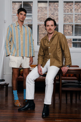 Designer Jeremy Hershan and model Cal Fernie wearing Haulier.