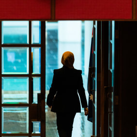 Former Labor senator Fatima Payman leaves the Senate after sitting on the crossbench for the first time.