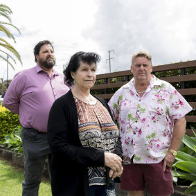 (Left-right) Members of Doyalson Wyee RSL Club, Troy Stolz, Wendy Boyd and Rod Beech are speaking up about the club excluding members form a new lounge area