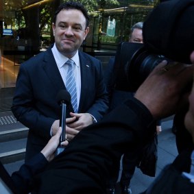 NSW Deputy Liberal Leader and Jobs Minister Stuart Ayres  leaves the ICAC on Friday.