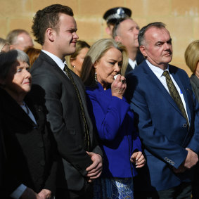 At the 2018 memorial service (from left to right): Val Silk, Jimmy Miller, Carmel Arthur and Peter Silk.