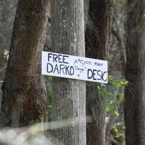 One of the ‘Free Darko’ signs around the Northern Beaches