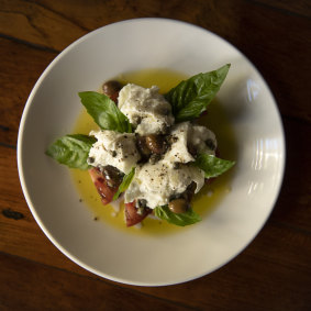 Heirloom tomatoes with buffalo mozzarella.