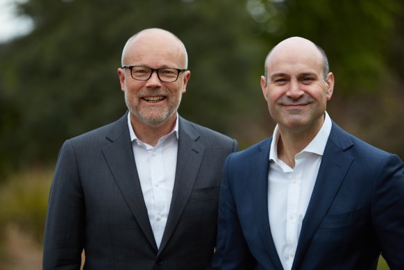 CyberCX chief strategy officer Alastair MacGibbon and CEO John Paitaridis.