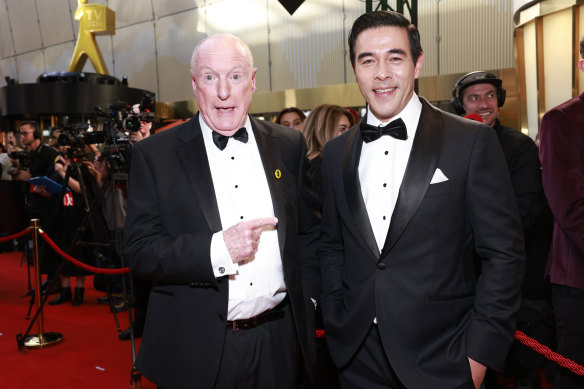 Meagher was easy enough to find on the red carpet, with James Stewart. 