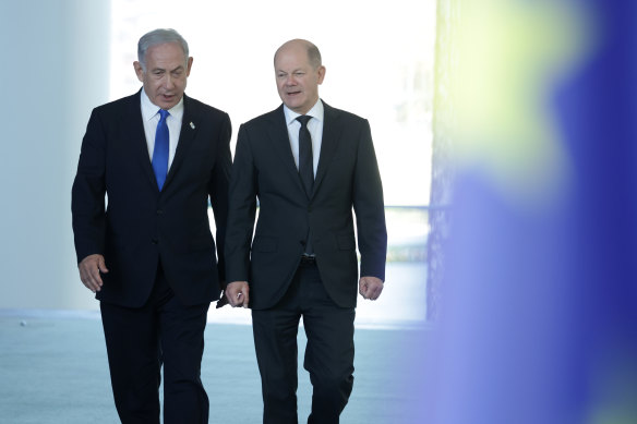Israeli Prime Minister Benjamin Netanyahu and German Chancellor Olaf Scholz in Berlin in March.