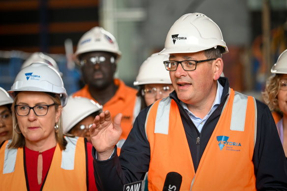 Daniel Andrews on the campaign trail with deputy premier Jacinta Allan, who is widely tipped to become Victoria’s next premier.