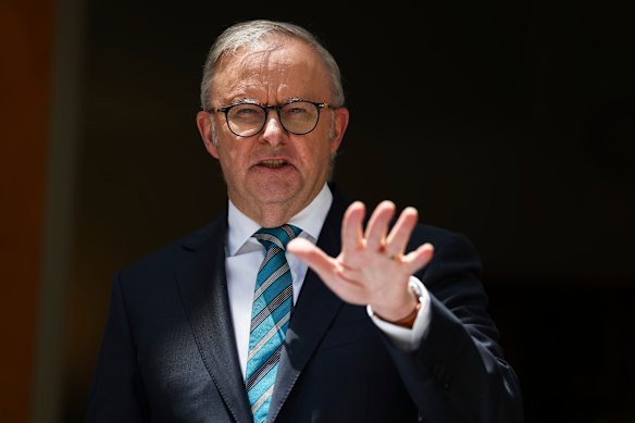Prime Minister Anthony Albanese at Parliament House in Canberra on Monday.