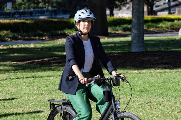 Princess Mary of Denmark tours Hyde Park in Sydney by bike.