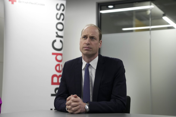 Prince William visiting the British Red Cross headquarters in London.