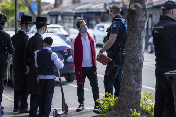 Police in Ripponlea on Wednesday.