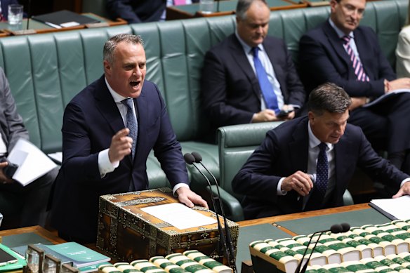 Shadow treasurer Tim Wilson speaking on the floor of parliament today.