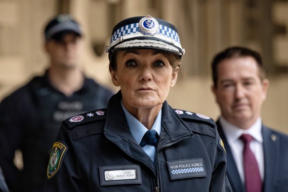 NSW Police Commissioner Karen Webb announces the creation of 550 new police positions. 