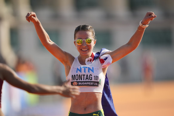 Jemima Montag took silver in the 20-kilometre walk at last year’s world athletics championships.