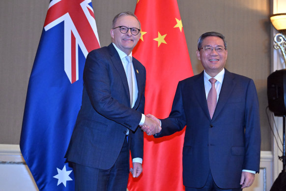 Prime Minister Anthony Albanese meets China’s Premier Li Qiang in Jakarta earllier this month.