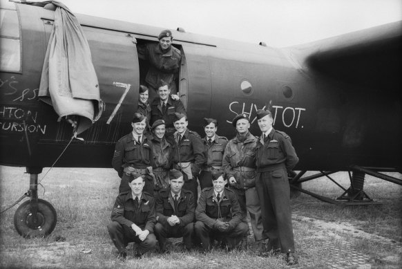 Australian and British aircrew from the 196 Squadron that dropped paratroopers and towed gliders on D–Day.