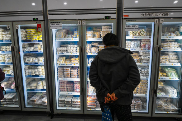 Freezers full of dumplings to take home at Hong Kong Dim Sum.