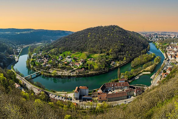 Besancon, on the Doubs River, a popular gateway to Burgundy and the Jura Mountains.