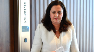 Annastacia Palaszczuk has been forced to defend her partner's role in the Adani loan approval process.