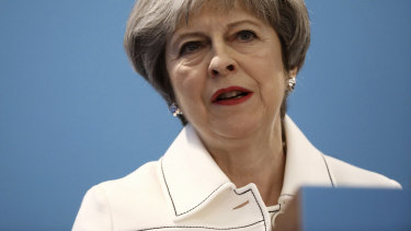 Britain's Prime Minister, Theresa May, speaks during the Conservative Party's Spring Forum in central London on  Saturday.