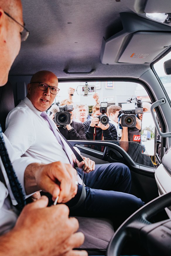 Dutton at one of his many stops at service stations.