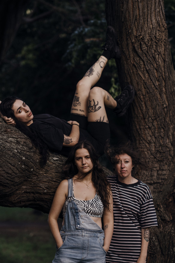 Camp Cope: Georgia Maq, Kelly-Dawn Hellmrich, and Sarah Thompson.