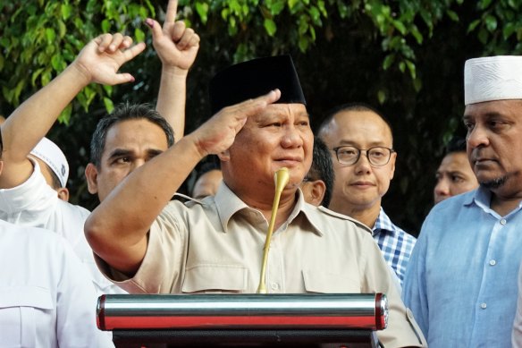Prabowo Subianto during the election campaign.