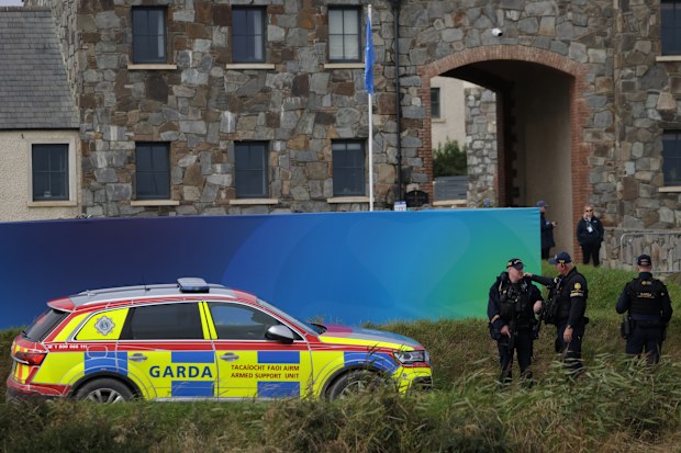 Police forces guard the area before U.S. President Donald Trump visits the Irish Open at the Trump International Golf Links course in Doonbeg, Ireland,