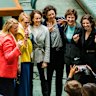 It was all smiles in 2022 for the teals (from left): Kylea Tink, Zoe Daniel, Sophie Scamps, Monique Ryan, Kate Chaney and Allegra Spender.