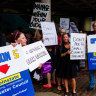Residents protested the 40 per cent rate rise, saying the council was voting against the wishes of the public. 