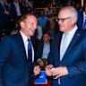 Former PMs Tony Abbott and Scott Morrison.