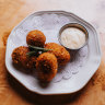 Mondeghini meatballs come with lemony mayo.