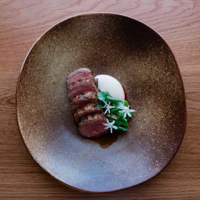 Margra lamb loin with yoghurt and green olive. 