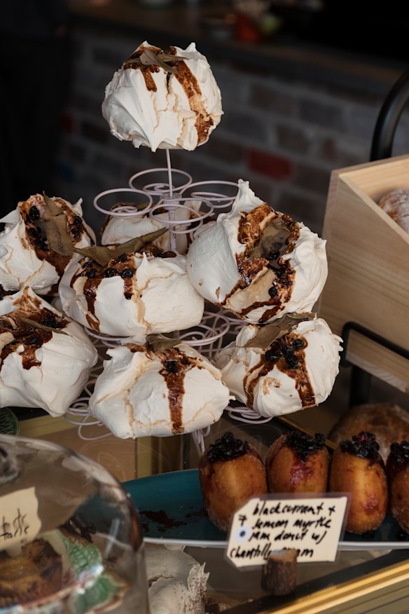 Meringues and jam doughnuts. 