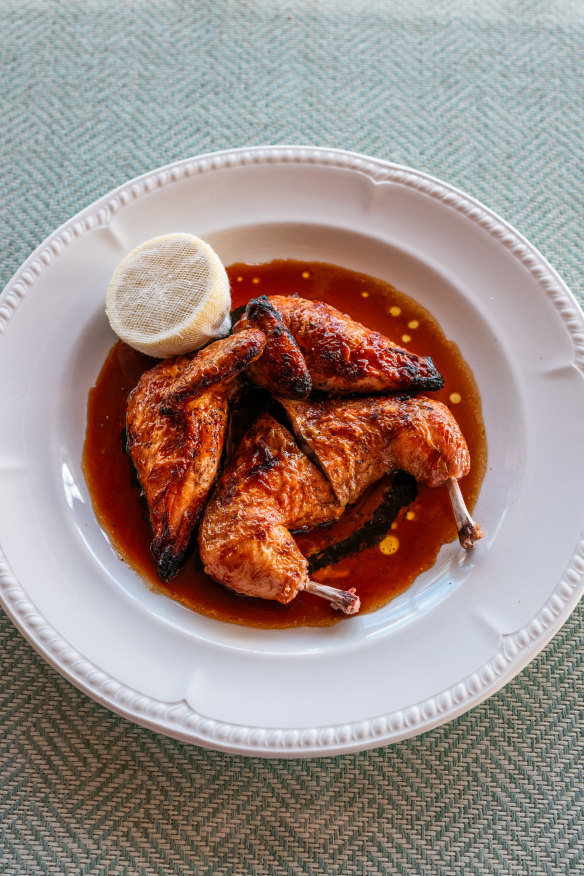 Spatchcock with poblano pepper. 