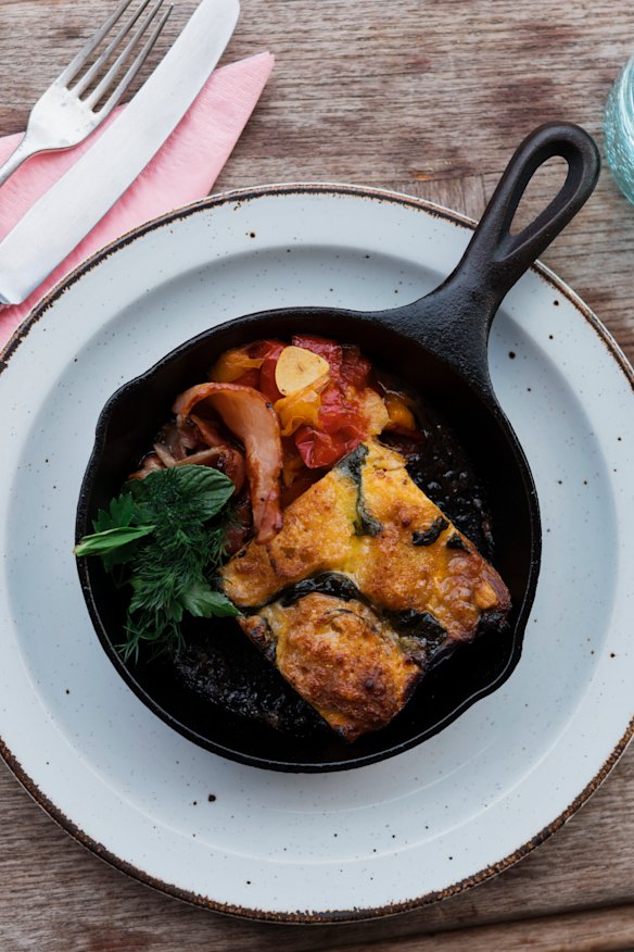 Bacon and egg bread pudding. 