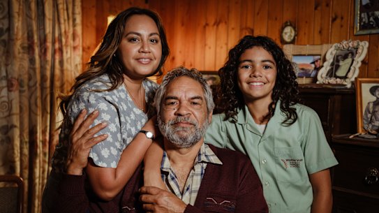 Jessica Mauboy, Kelton Pell and Lennox Monaghan in the family movie Windcatcher.