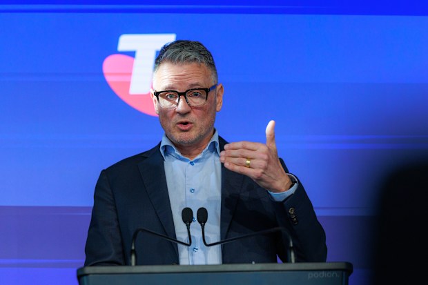 The Age, news. Telstra CFO Michael Ackland during press conference regarding the outage. Pic Simon Schluter 9 July 2026