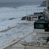 Bondi Icebergs on Bondi Beach has been closed after it was damaged by dangerous surf conditions. Bondi Beach, Sydney. April 2, 2025. Photo: Kate Geraghty