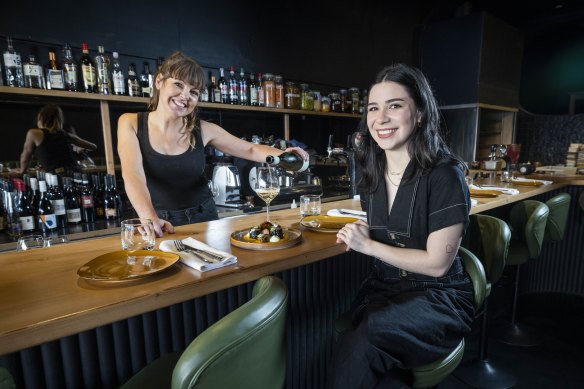 Restaurateur Nicki Morrison and solo diner Sarah Cowley at Flint in Fitzroy. 