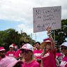 Health Workers Union members at a rally earlier this year.