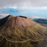 Vesuvius surrounded by fog.