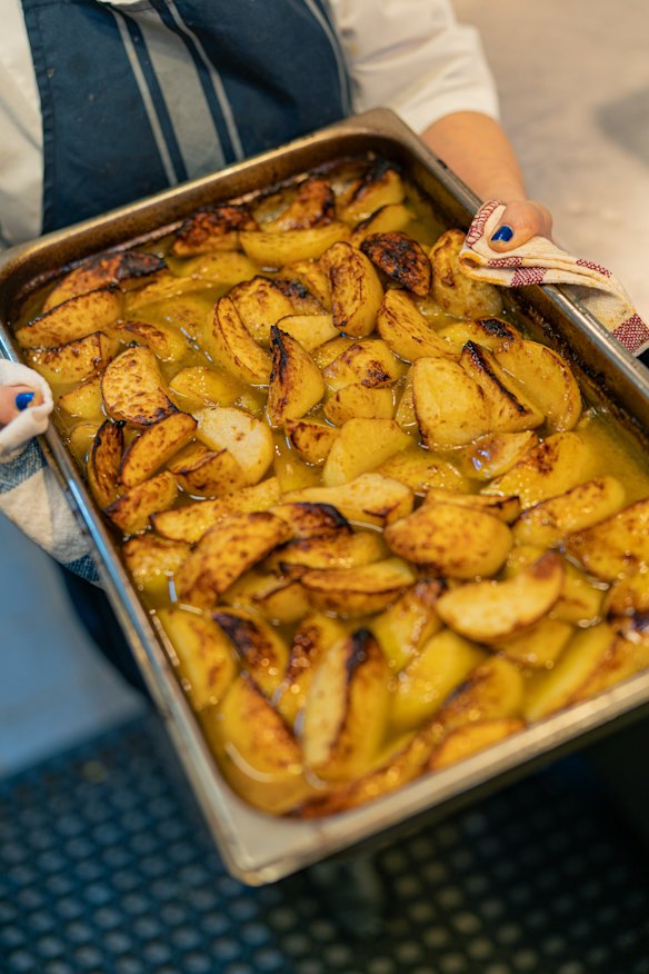 The famous lemon-oregano baked potatoes.