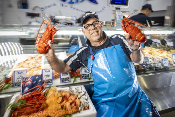 The majority of South Melbourne Seafood’s Christmas orders include the big three: prawns, oyster and lobster, says director John Kyzintas.