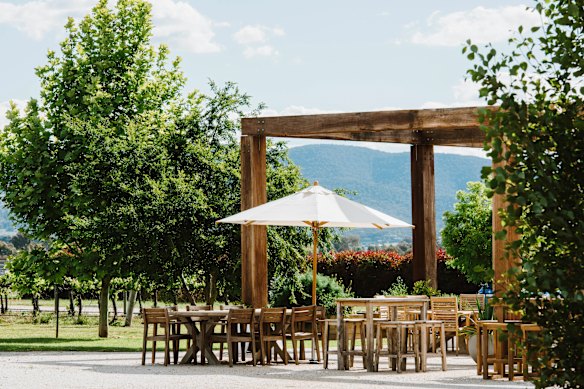 The outdoor dining area at The Barn at Blue Wren Farm.