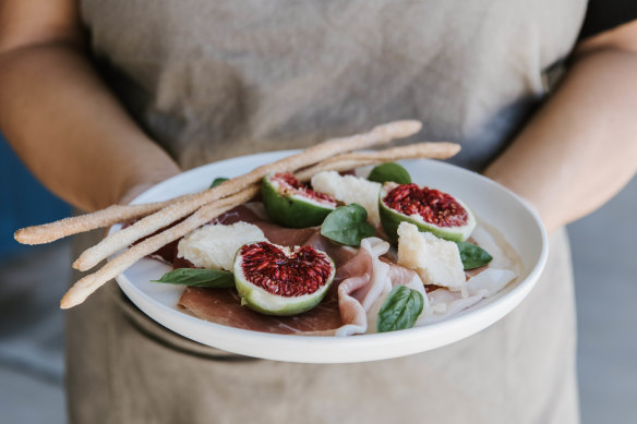 Melrose Farm figs with prosciutto and sherry reduction. 