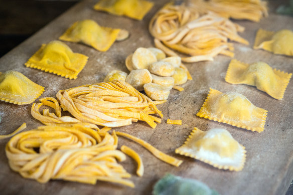 Bundles of fresh pasta, tortellini and ravioli can be frozen on trays overnight.