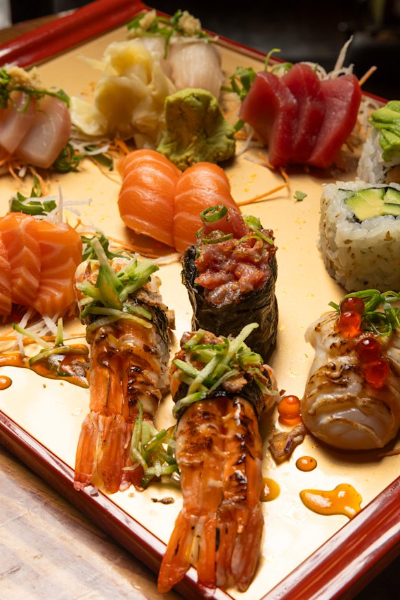 Sushi and sashimi platter.